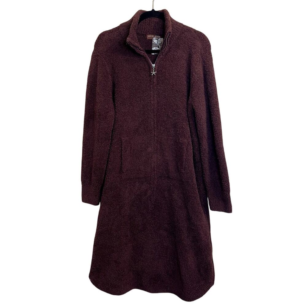 Barefoot Dreams CozyChic Half Zip Short Lounger Robe L/XL Deep Garnet NWT Plush